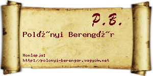 Polónyi Berengár névjegykártya